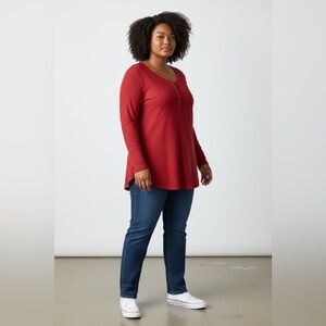 Old Navy Rib-Knit Henley Red Size XXL